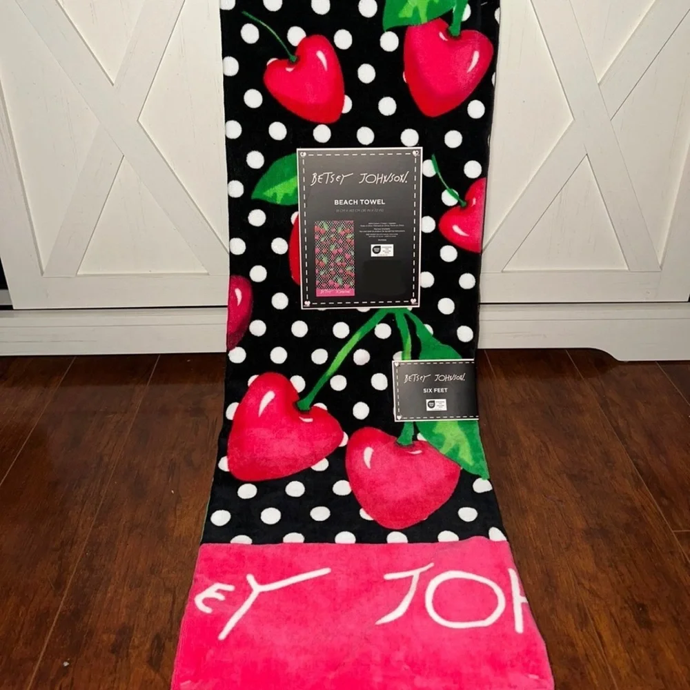 Betsey Johnson Cherry Hearts Beach Towel
